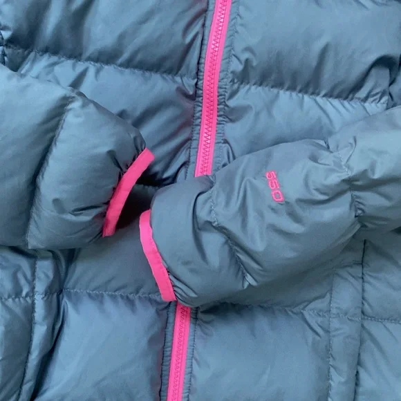 The North Face down girls grey pink lightweight warm jacket